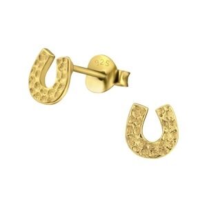 24k Yellow Gold Vermeil Horseshoe Studs Sterling Silver and Gold Dainty Earrings